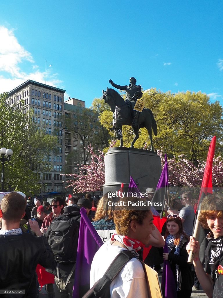 May Day rally at Union Sq. New York City, over 1000 people...