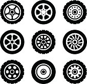 Car wheels icons set
