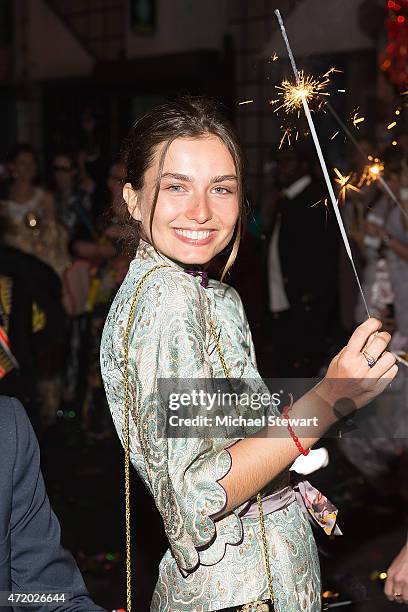 Model Andreea Diaconu attends the Vogue.com Dim Sum Pajama Party at Nom Wah Tea Parlor on May 2, 2015 in New York City.