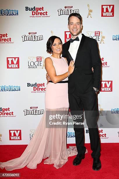 Zoe Foster and Hamish Blake arrive at the 57th Annual Logie Awards at Crown Palladium on May 3, 2015 in Melbourne, Australia.