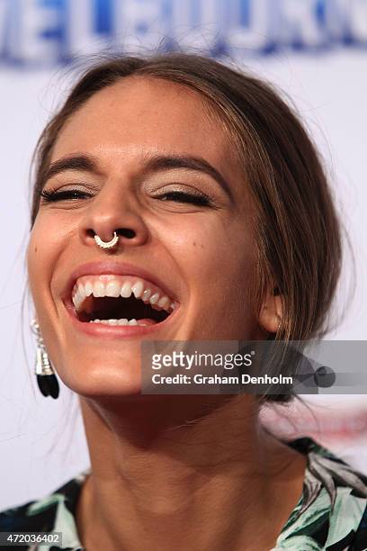Caitlin Stasey arrives at the 57th Annual Logie Awards at Crown Palladium on May 3, 2015 in Melbourne, Australia.