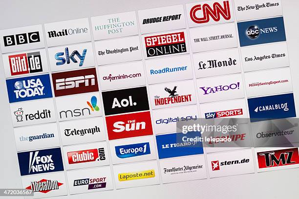 well-known world internet communication brand logotypes - google brand name stockfoto's en -beelden