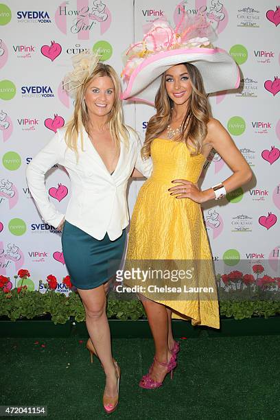 Author Liz Crokin and How2Girl / radio personality Courtney Sixx arrive at the 2nd Annual How2Girl Kentucky Derby Ladies Luncheon on May 2, 2015 in...