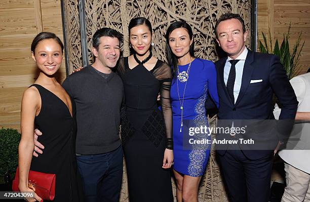 Gabi Holzwarth, CEO of Uber Travis Kalanick, model Liu Wen, Wendi Murdoch and CEO of Qeelin Christophe Artaux attend Liu Wen, Wendi Murdoch, Laurent...