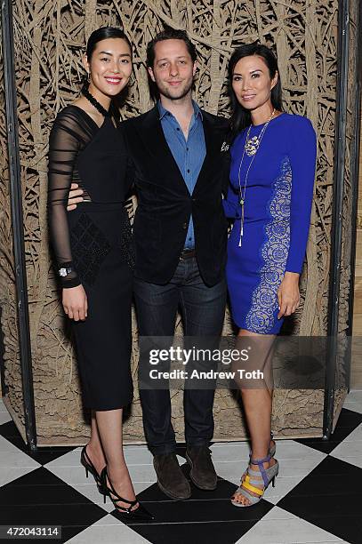 Model Liu Wen, Derek Blasberg and Wendi Murdoch attend Liu Wen, Wendi Murdoch, Laurent Claquin x Qeelin Host A Private Cocktail Party To Celebrate...