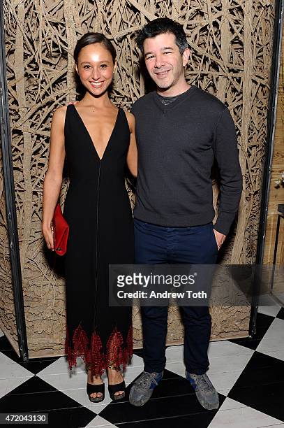 Gabi Holzwarth and CEO of Uber Travis Kalanick attend Liu Wen, Wendi Murdoch, Laurent Claquin x Qeelin Host A Private Cocktail Party To Celebrate The...