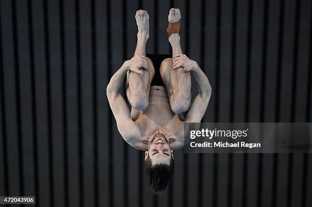 Maxim Bouchard of Canada competes in the Mens 10m semi-final at Aquatics Centre on May 3, 2015 in London, England.