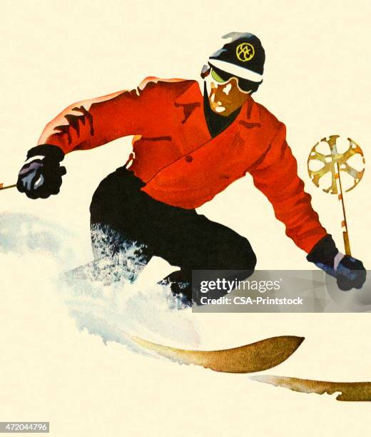 downhill skier - skiing stock illustrations