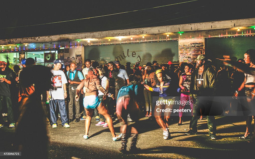 Street party in ghetto.