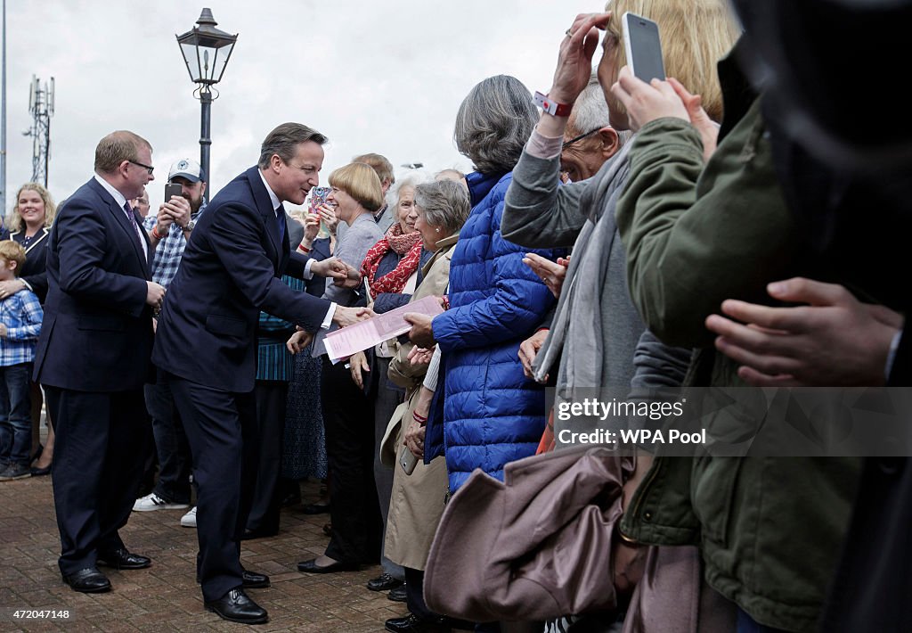 British Prime Minister David Cameron Campaigns In Nuneaton