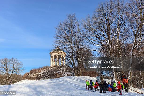 english garden in winter, munich - englischer garten stock pictures, royalty-free photos & images