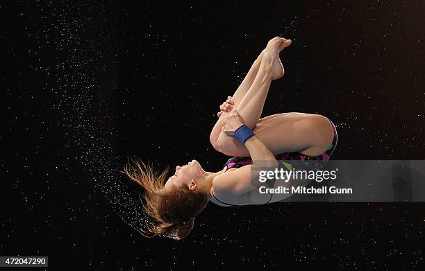 Yulia Timoshinina of Russia competes in the 10m Platform Women during day three of the FINA/NVC Diving World Series 2015 at the London Aquatics...