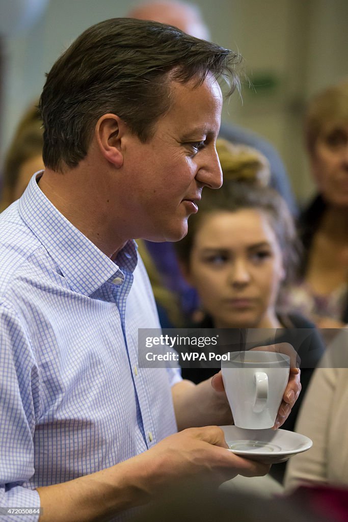 British Prime Minister David Cameron Campaigns On The Last Weekend Before The Election