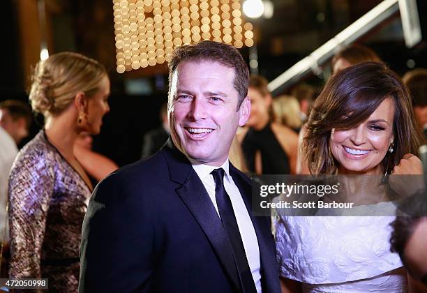 Karl Stefanovic and Lisa Wilkinson arrive at the 57th Annual Logie Awards at Crown Palladium on May 3, 2015 in Melbourne, Australia.