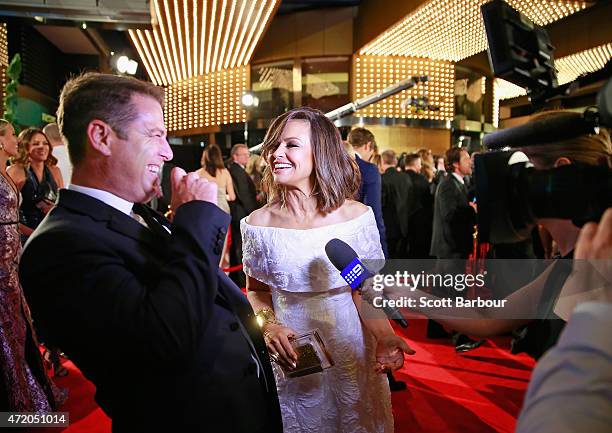 Karl Stefanovic and Lisa Wilkinson arrive at the 57th Annual Logie Awards at Crown Palladium on May 3, 2015 in Melbourne, Australia.