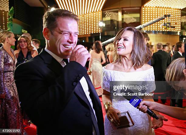 Karl Stefanovic and Lisa Wilkinson arrive at the 57th Annual Logie Awards at Crown Palladium on May 3, 2015 in Melbourne, Australia.