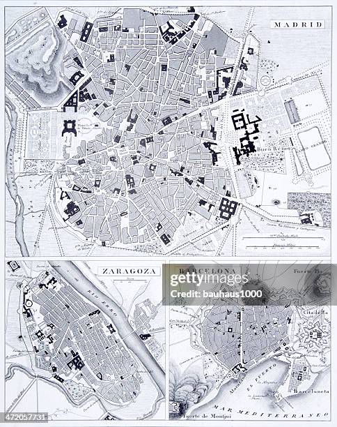 ilustrações, clipart, desenhos animados e ícones de aviso: madri, barcelona, zaragoza e - zaragoza city