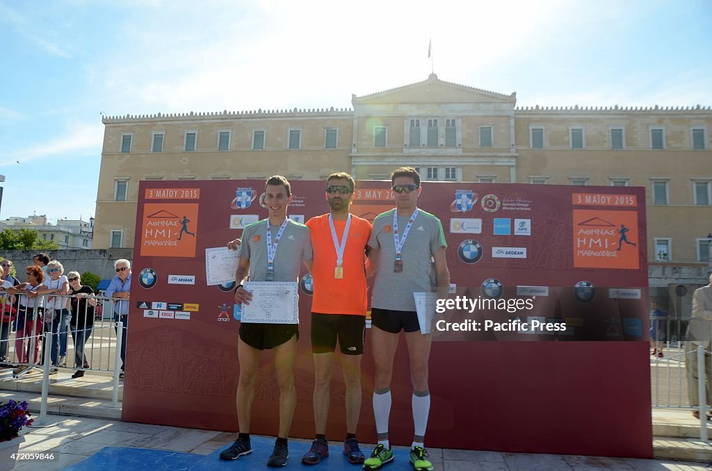 The Three winners of Athens Half Marathon Michalis Parmakis...