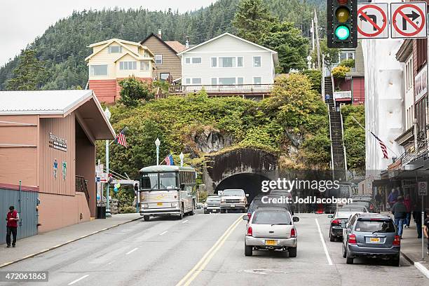 love local:  main tourist street in ketchikan, alaska - houses of alaska stock pictures, royalty-free photos & images