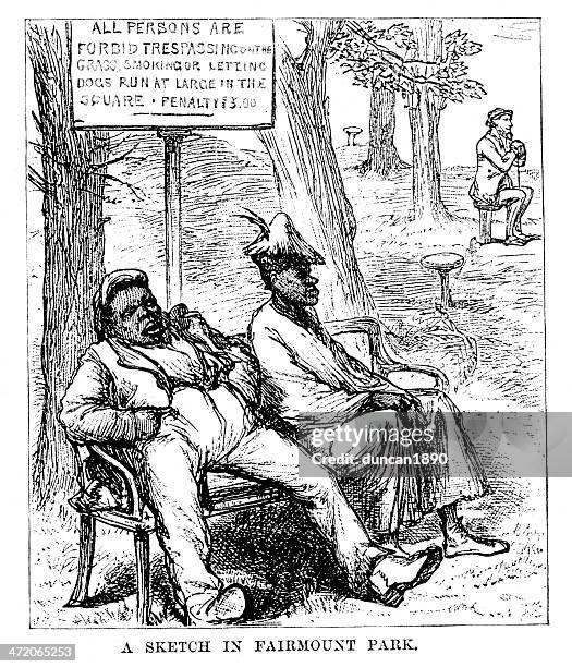 fairmount park, philadelphia - racist stock illustrations
