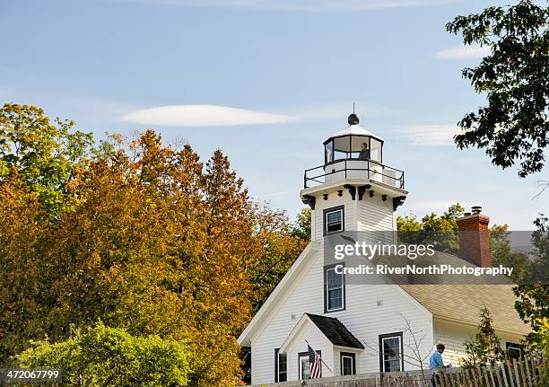 old mission lighthouse - traverse city stock pictures, royalty-free photos & images