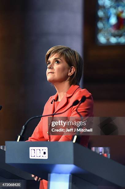 Nicola Sturgeon attends the final BBC election debate at Mansfield Traquair on, May 3, 2015 in Edinburgh, Scotland. With just four days to go until...