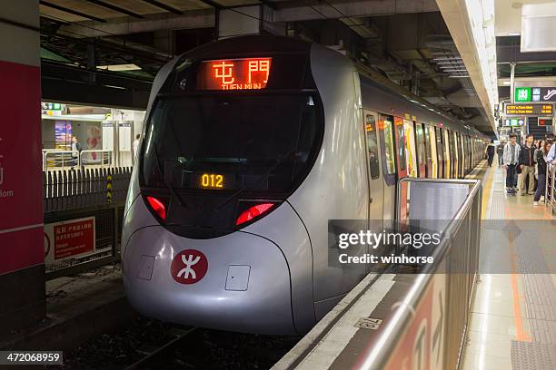 mtr train in hong kong - tuen mun stock pictures, royalty-free photos & images