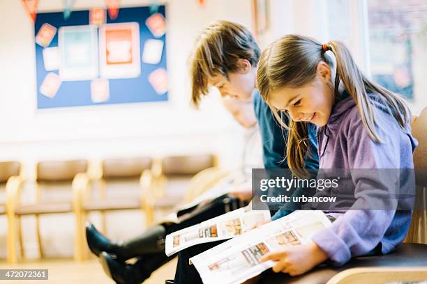 waiting at a health centre - comic book kids stock pictures, royalty-free photos & images