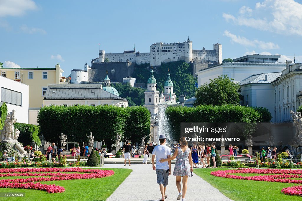 Couple at Mirabellgarten in Salzburg