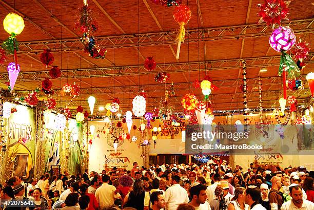 public sukkah opening. - sukkoth festival stock pictures, royalty-free photos & images