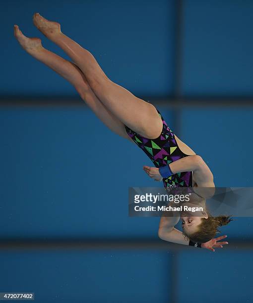 Yulia Timoshinina of Russia competes in the Women's 10m final during day 3 of the FINA/NVC Diving World Series at Aquatics Centre on May 3, 2015 in...