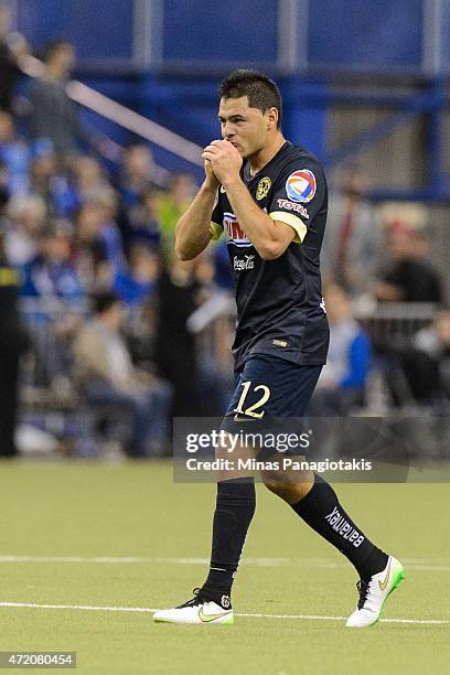 Pablo Aguilar of Club America reacts after a goal in the 2nd Leg of the CONCACAF Champions League Final against the Montreal Impact at Olympic...