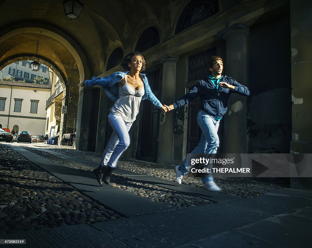 Couple running scare