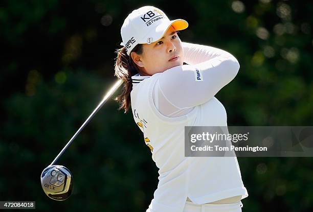 Inbee Park of South Korea hits a shot on the 18th hole during the Final Round of the 2015 Volunteers of America North Texas Shootout Presented by...
