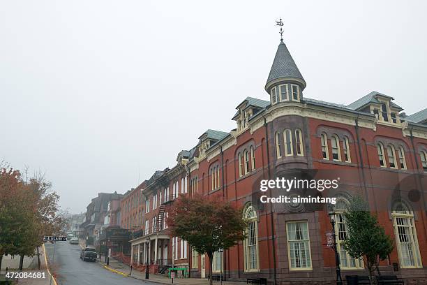 bellefonte in fog - bellefonte pennsylvania stock pictures, royalty-free photos & images