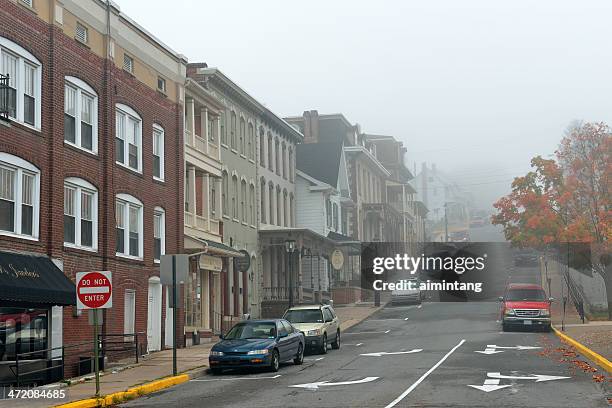 bellefonte in fog - bellefonte pennsylvania stock pictures, royalty-free photos & images