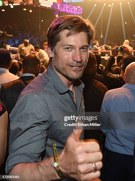 Actor Nikolaj Coster-Waldau poses ringside at "Mayweather VS Pacquiao" presented by SHOWTIME PPV And HBO PPV at MGM Grand Garden Arena on May 2, 2015...