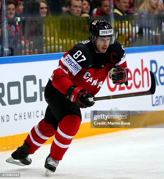 Sidney Crosby of Canada skates against Germany during the IIHF World Championship group A match between Canada and Germany on May 3, 2015 in Prague,...