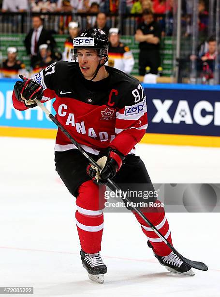 Sidney Crosby of Canada skates against Germany during the IIHF World Championship group A match between Canada and Germany on May 3, 2015 in Prague,...