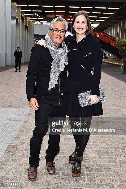 Anish Kapoor and Sophie Walker attend the Fondazione Prada Opening on May 3, 2015 in Milan, Italy.