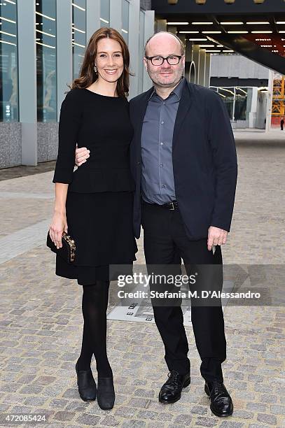 Thomas Demand and Nana Bahlamann attends the Fondazione Prada Opening on May 3, 2015 in Milan, Italy.