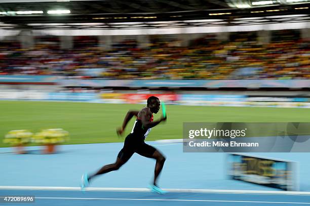 Mike Mokamba Nyang'au of Kenya competes during round one of the mens 4 x 200 metres on day two of the IAAF/BTC World Relays, Bahamas 2015 at Thomas...