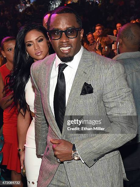 Recording artist Sean "Puff Daddy" Combs and model Cassie Ventura arrive at "Mayweather VS Pacquiao" presented by SHOWTIME PPV And HBO PPV at MGM...