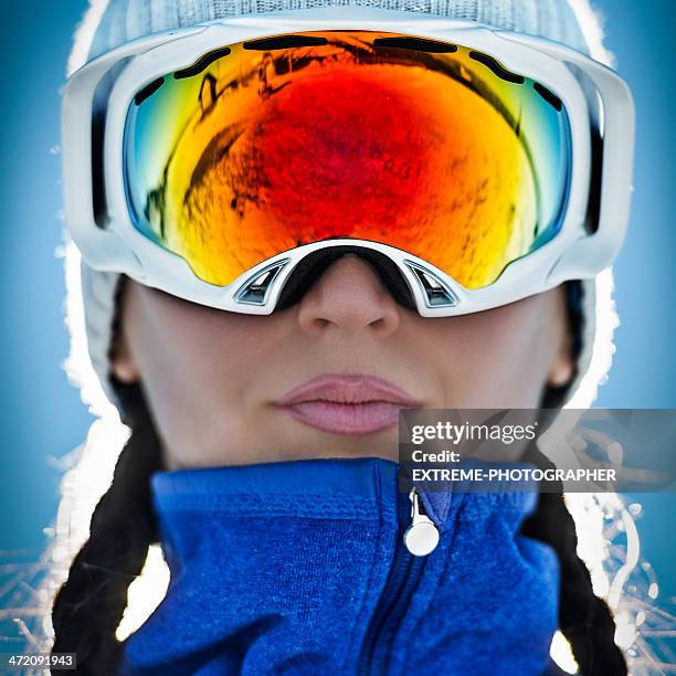 woman with ski goggles - ski goggles stock pictures, royalty-free photos & images