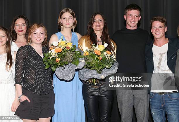 Nina Kronjaeger, Amber Bongard, Hanna Binke, Katja von Garnier, Jannis Niewoehner and Marvin Linke during the German premiere of the film 'Ostwind 2'...