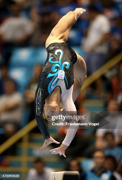 Ayelen Tarabini of Argentina competes on the Balance Beam during day two of the Gymnastics World Challenge Cup Brazil 2015 at Ibirapuera Gymnasium on...