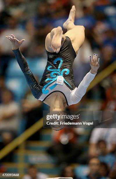 Ayelen Tarabini of Argentina competes on the Balance Beam during day two of the Gymnastics World Challenge Cup Brazil 2015 at Ibirapuera Gymnasium on...