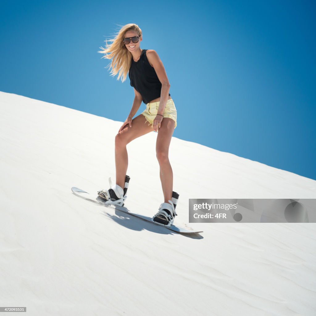 Woman Sandboarding