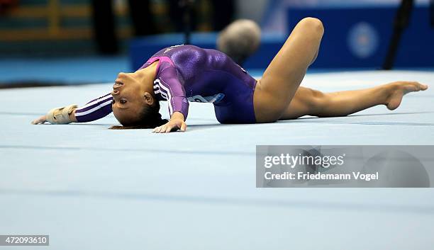 Lorane Dos Santos Oliveira of Brazil competes on the Floor during day two of the Gymnastics World Challenge Cup Brazil 2015 at Ibirapuera Gymnasium...