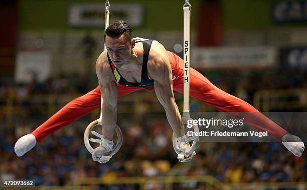 Andreas Toba of Germany competes on the Rings during day two of the Gymnastics World Challenge Cup Brazil 2015 at Ibirapuera Gymnasium on May 3, 2015...